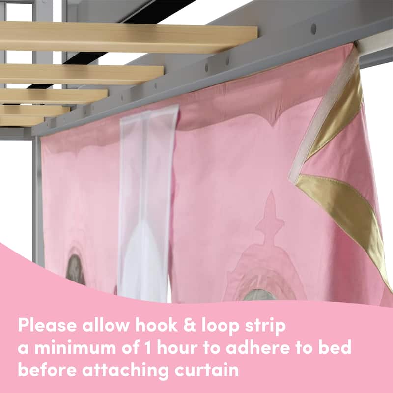 Max and Lily Classic Twin Low Loft with Stairs, Easy Slide and Curtain