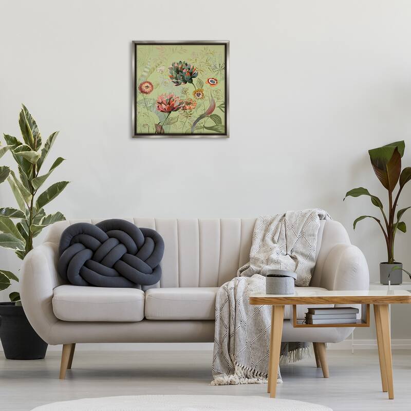 Stupell Traditional Vintage Foliage Framed Floater Canvas Wall Art Design By Dusza