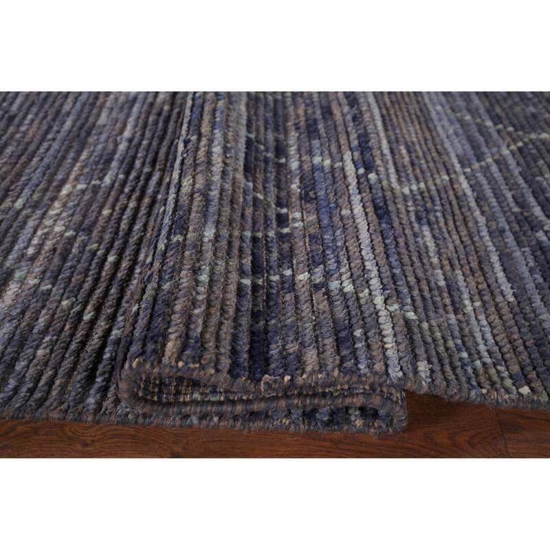 Blue Trellis Moroccan Area Rug Hand-Knotted Wool Carpet - 9'0"x 12'10"