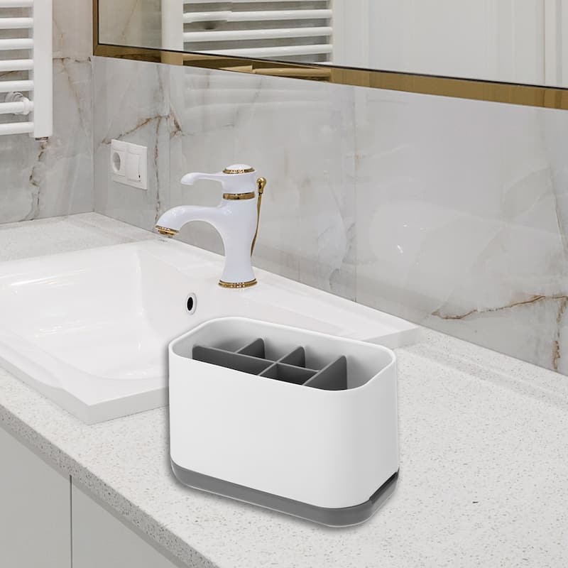 1 Pcs Removable Toothbrush Holder Toothbrush Organizer for Bathroom Gray White - Gray White - Gray White