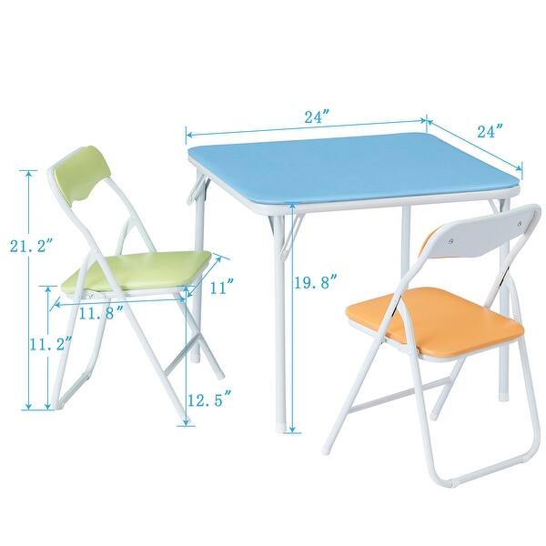 VECELO Kids Folding Activity Table and Chairs 5 Pcs, Portable, with