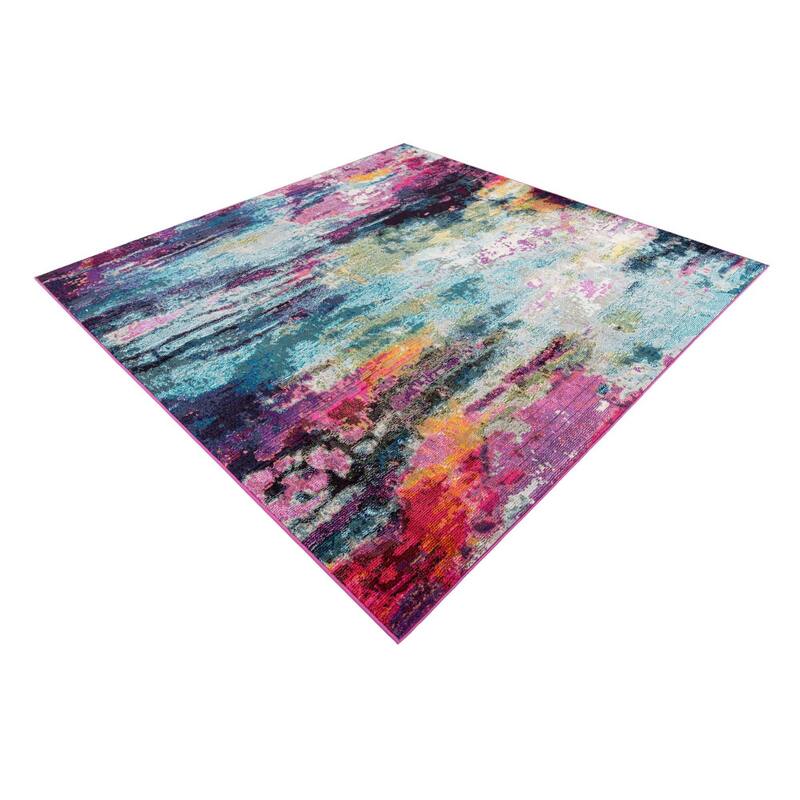 Contemporary Visby Collection Area Rug - Multi - 5'3" Square