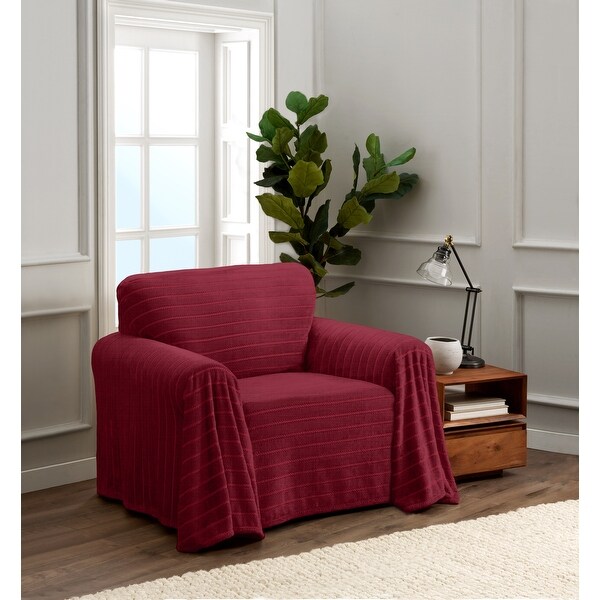 Nolan Ultra Plush Classic Furniture Cover Throw, Chair, Burgundy