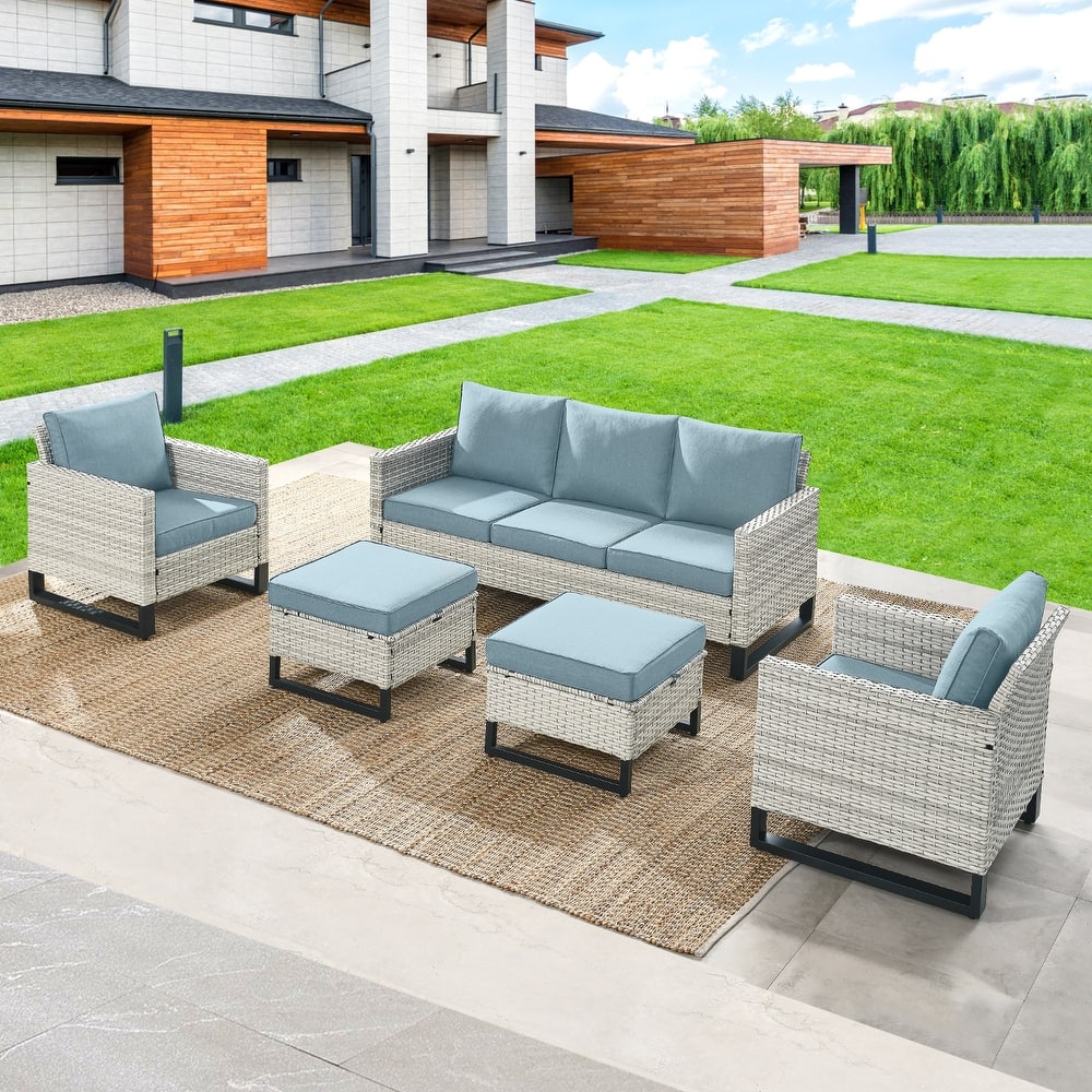 Gymojoy 3-Seat Sofa Club Chair Ottoman and Cushion