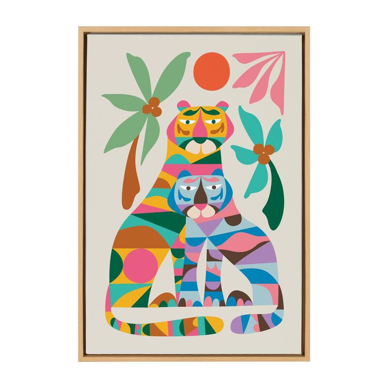 Kate and Laurel Sylvie MCM Tiger Love Framed Canvas by Rachel Lee