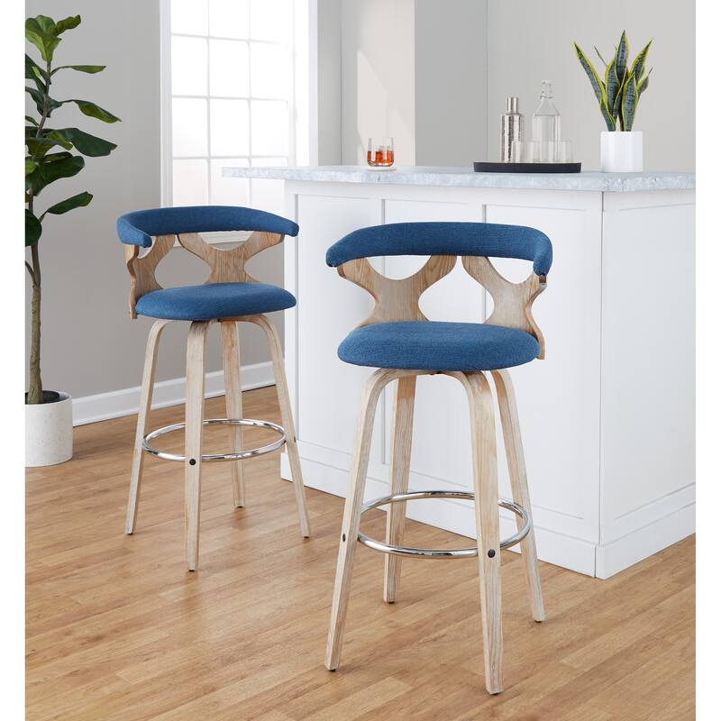Carson Carrington Viby 30" Fixed-Height Bar Stool with Bent Wood Legs & Round Footrest (Set of 2)