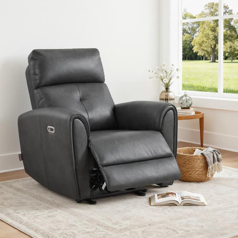 MCombo Power Small Recliners, Modern Zero Wall Hugger Recliners Chair with Lumbar Support, USB and Charging Ports, FSC Certified - Grey