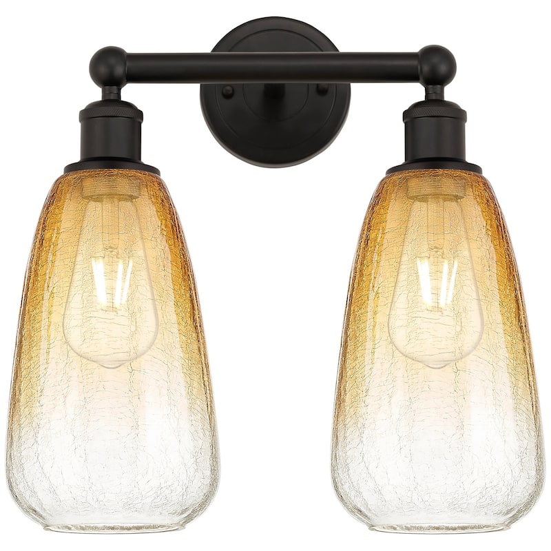 Innovations Lighting 616-2W-16-15 Brookhaven Almond Vanity Brookhaven - Oil Rubbed Bronze / Amber