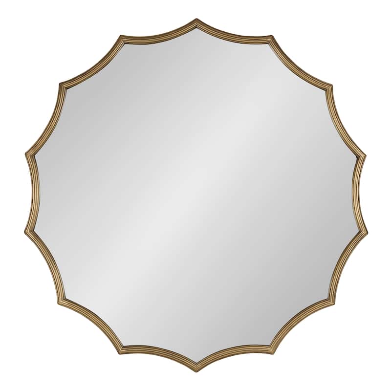 Kate and Laurel Lalina Scalloped Round Framed Accent Mirror - 34" Diameter - Gold