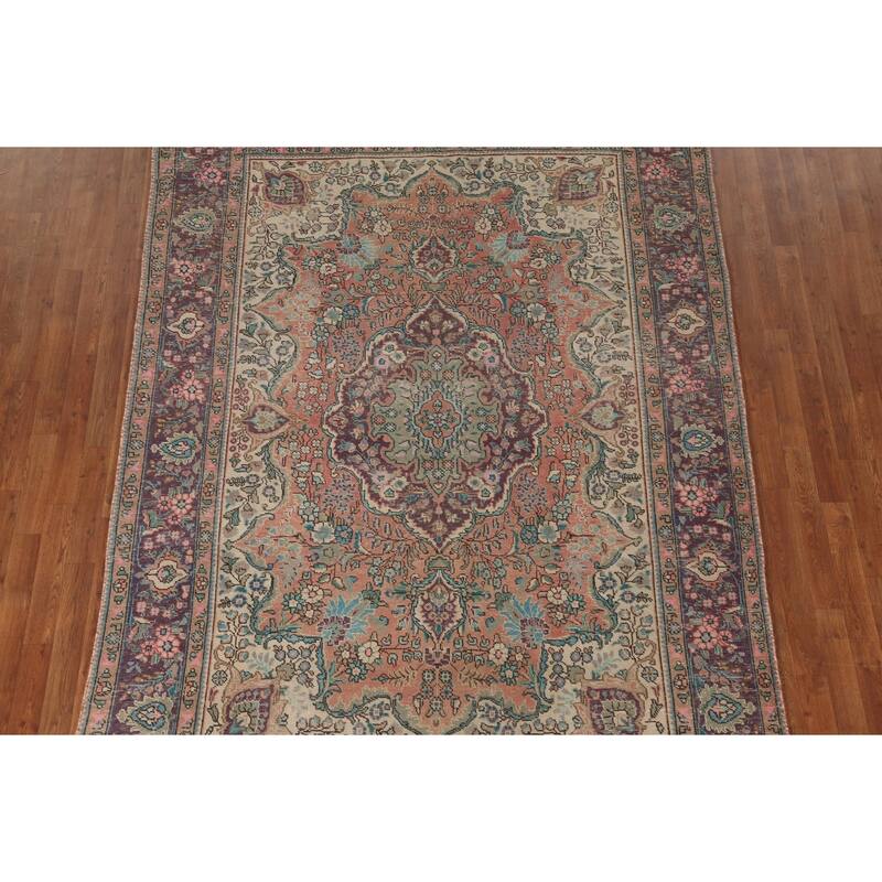 Tabriz Persian Vintage Area Rug Handmade Wool Carpet - 6'7" x 9'6"