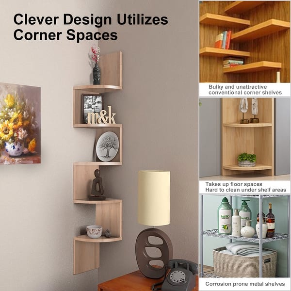 Nova Furniture 5 Tier Modern Floating Wall Mount Corner Shelf Overstock 32666516