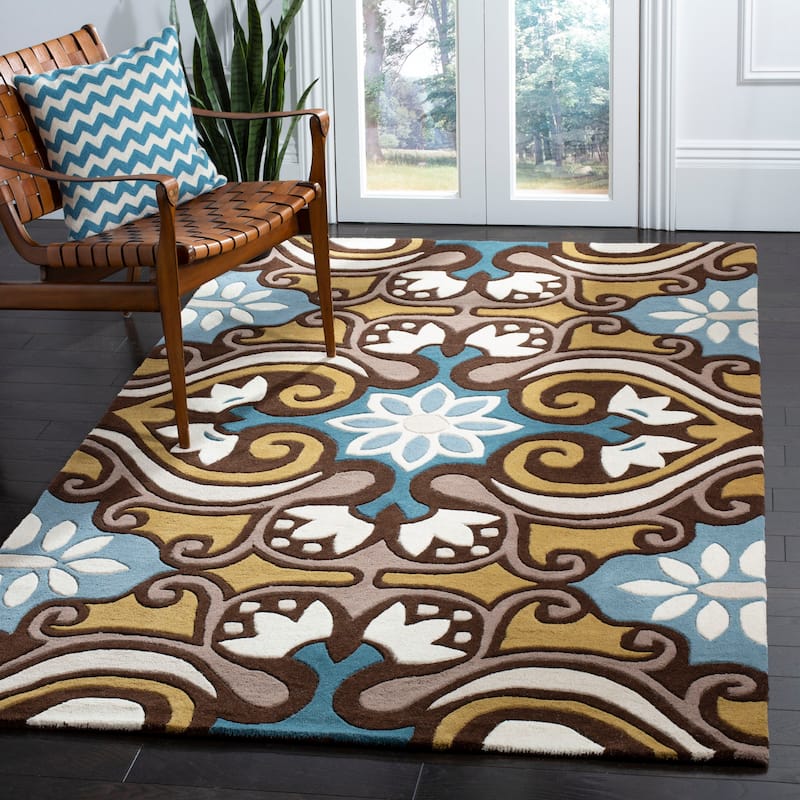 SAFAVIEH Handmade Wyndham Sigfrid Modern Wool Rug - 5' x 8' - Blue/Multi