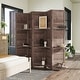 preview thumbnail 16 of 41, HOMCOM 5 Panel 67" Tall Wood Room Divider, Privacy Screen with 3 Display Shelves, and Folding Storage for Bedroom or Home Office