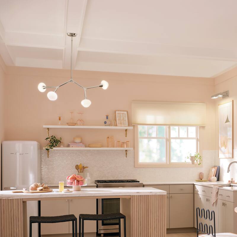 Cassius 39.5 Inch 4 Light Convertible Chandelier with Opal Glass in Polished Nickel