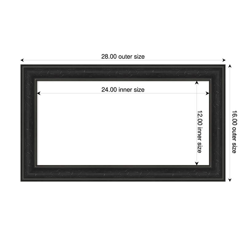 Amanti Art Shipwreck Black Narrow Framed Dry Erase Magnetic Board - 28 x 16 in - Shipwreck Black Narrow