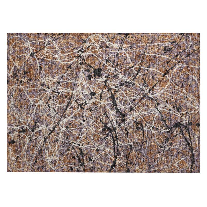 Machine Washable Indoor/ Outdoor Modern Splatter Chantille Rug