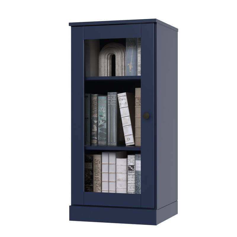 Palace Imports 100% Solid Wood 3-Shelf Bookcase with Clear Glass Door and Adjustable Shelves