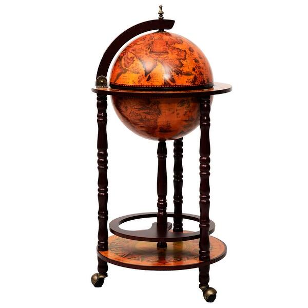 Shop Costway 36 Wood Globe Wine Bar Stand 16th Century Italian