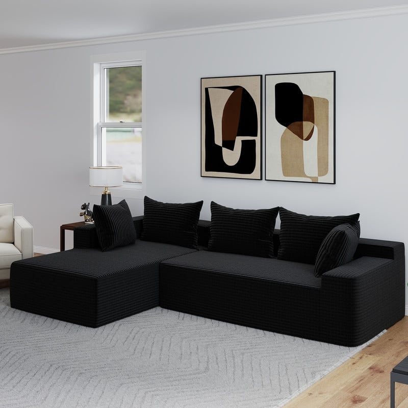 L-Shaped No Assembly Required Upholstery Sofa Deep Seat Modular Sofa