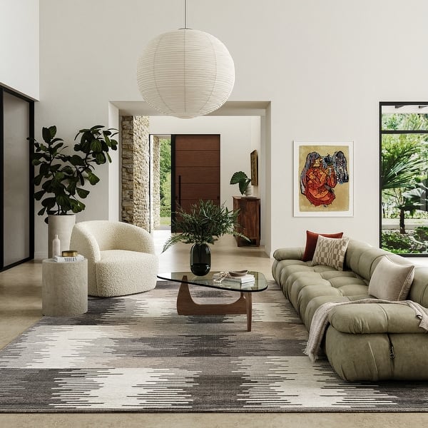 slide 2 of 7, Memento Abstract Reversible Wool Area Rug 4' x 6' - Charcoal