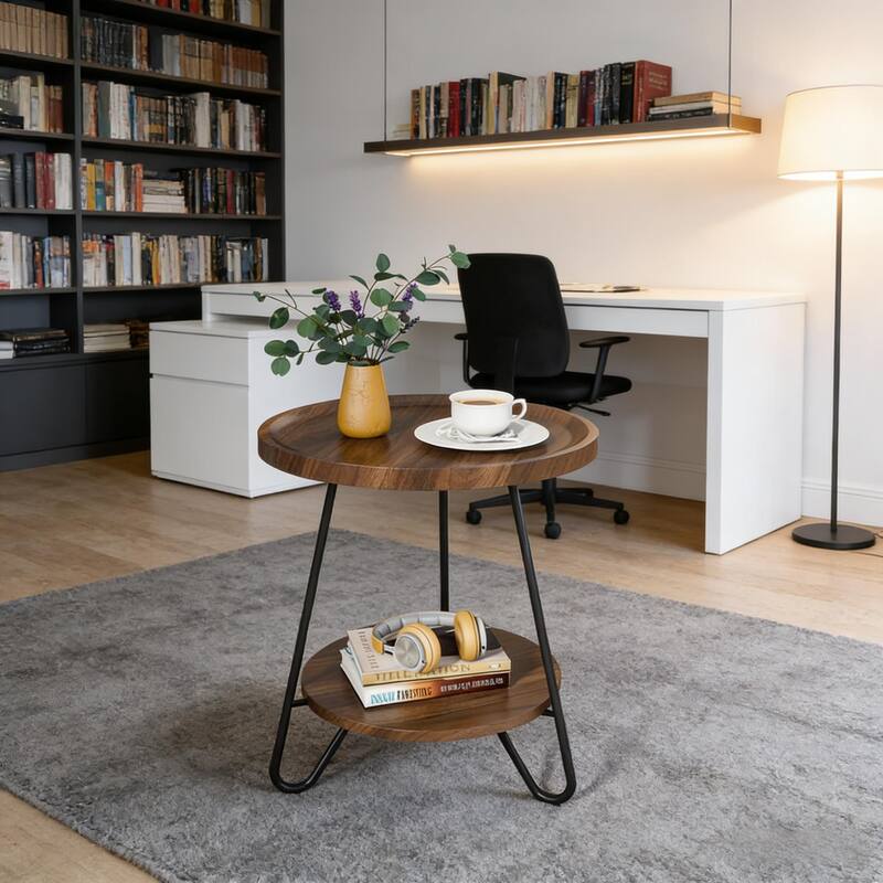 Chic Coffee Table, Round Sofa Table, 2-Tier Accent Table