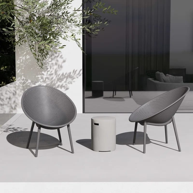 Mid-Century Modern Plastic Dining Chair Plastic Legs with Breathable Perforated Egg Shaped Seat for Indoor/Outdoor Use