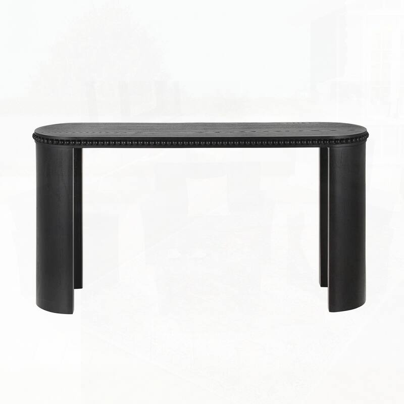 Vintage Console Table with Beaded Trim and Reversible Curved Legs