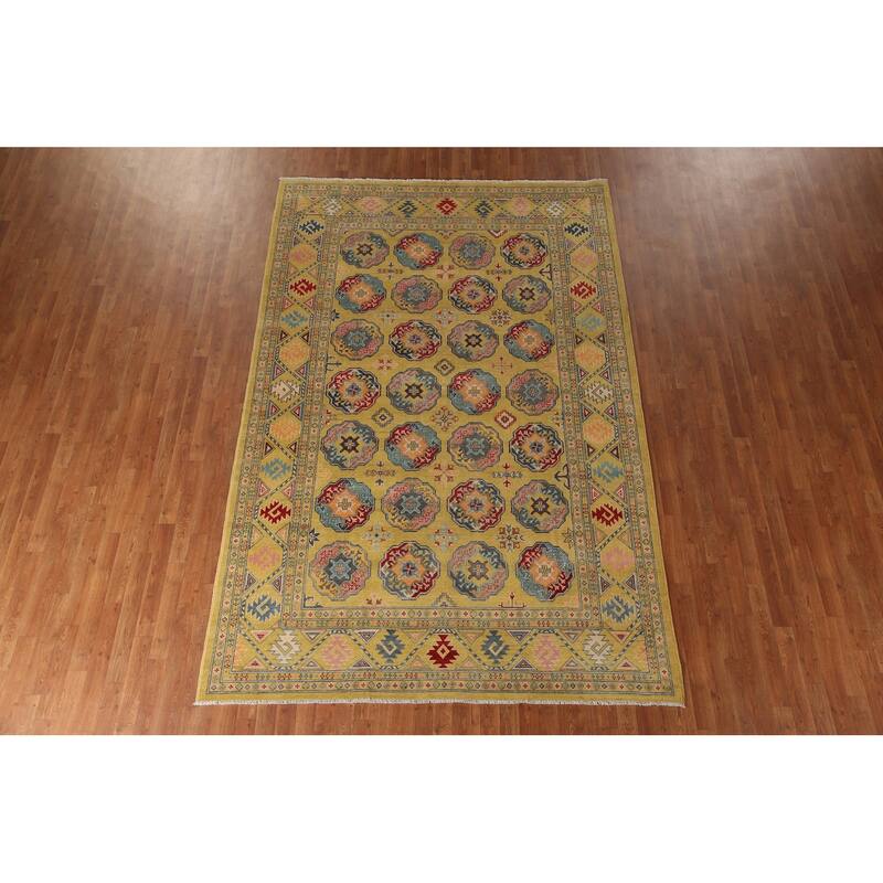 Geometric Kazak Area Rug Hand-Knotted Wool Carpet - 6'11" x 10'7"