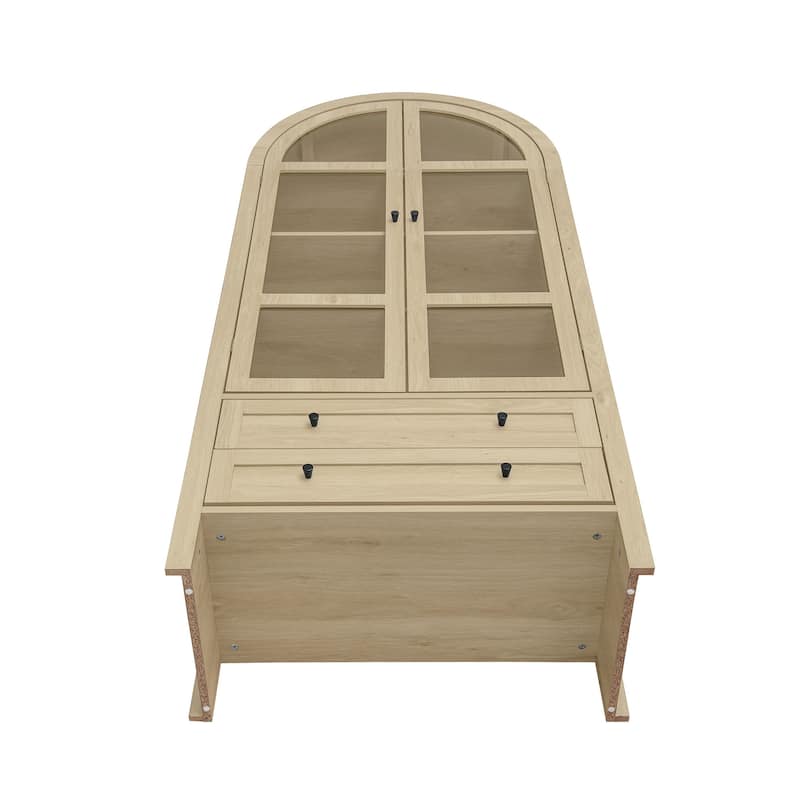 Wood Storage Cabinets with Magnetic Door Catcher, Tall Arched Kitchen Cabinet, Display Cabinet with Adjustable Shelves
