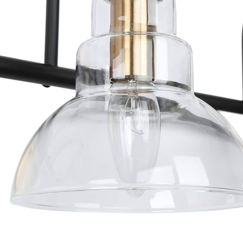 Modern Linear 4-Light Black Gold Bathroom Vanity Light Glass Wall Sconces - 29" L x 7.5" W x 8" H
