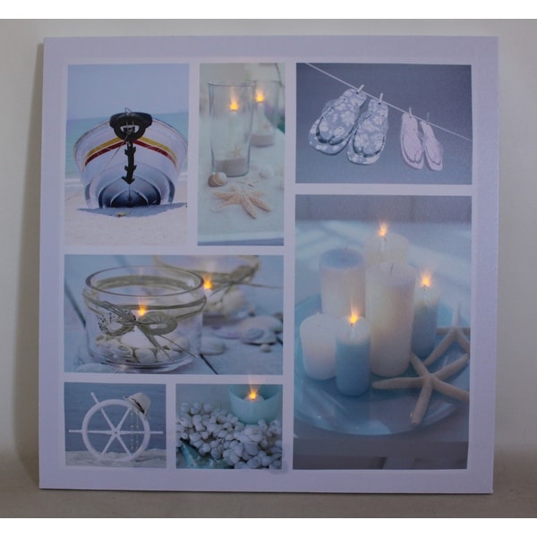 LED Lighted Summer Fun and Relaxation Canvas Wall Art 19.75" x 19.75"