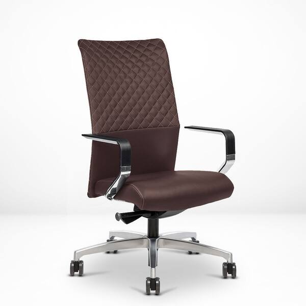 Proform Diamond Hand Stitched Executive Ergonomic Desk Chair Faux Leather And Polished Aluminum Frame Overstock 32182120