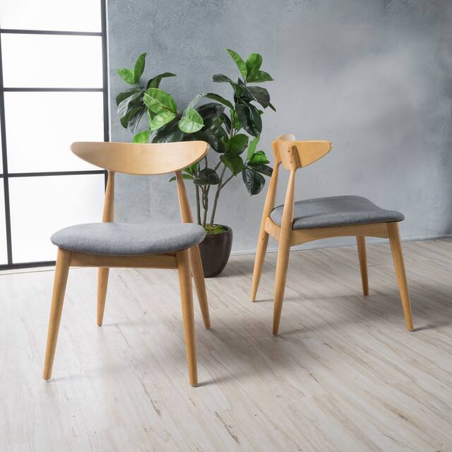 Barron Mid-century Dining Chairs (Set of 2) by Christopher Knight Home - 22.50" W x 19.75" L x 28.75" H - Oak+Grey