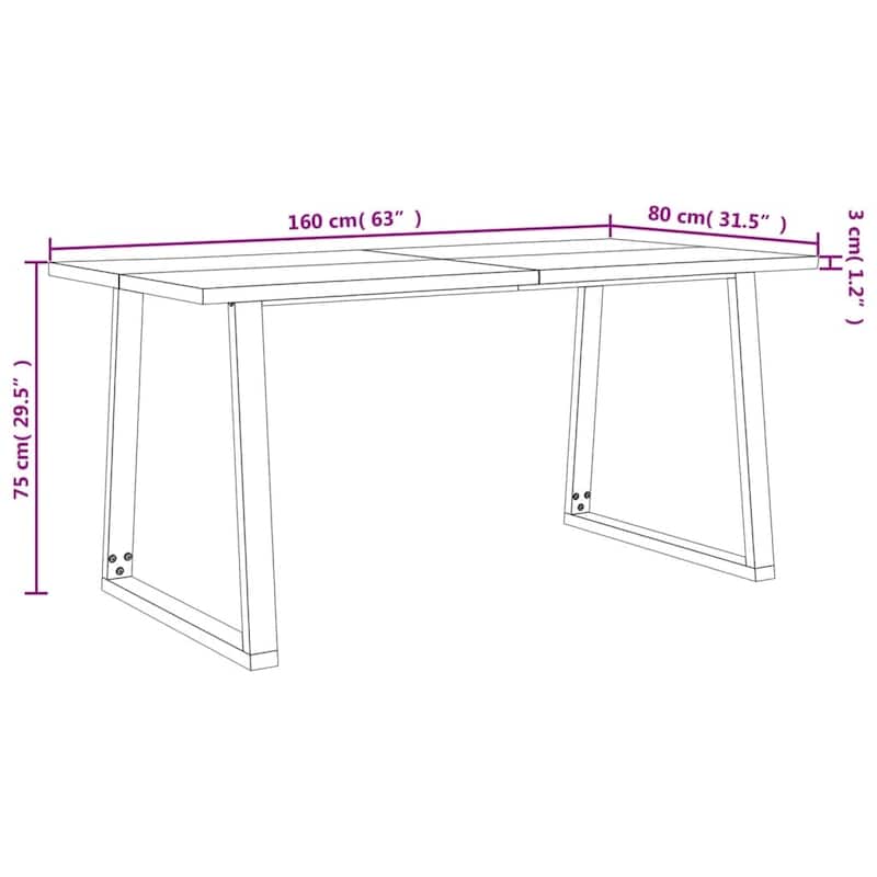 vidaXL Dining Table with Live Edge 78.7"x35.4"x29.5" Solid Wood Acacia