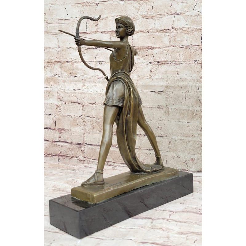 Signed Original Goddess Of Hunt Diana The Huntress Bronze Sculpture Statue Art