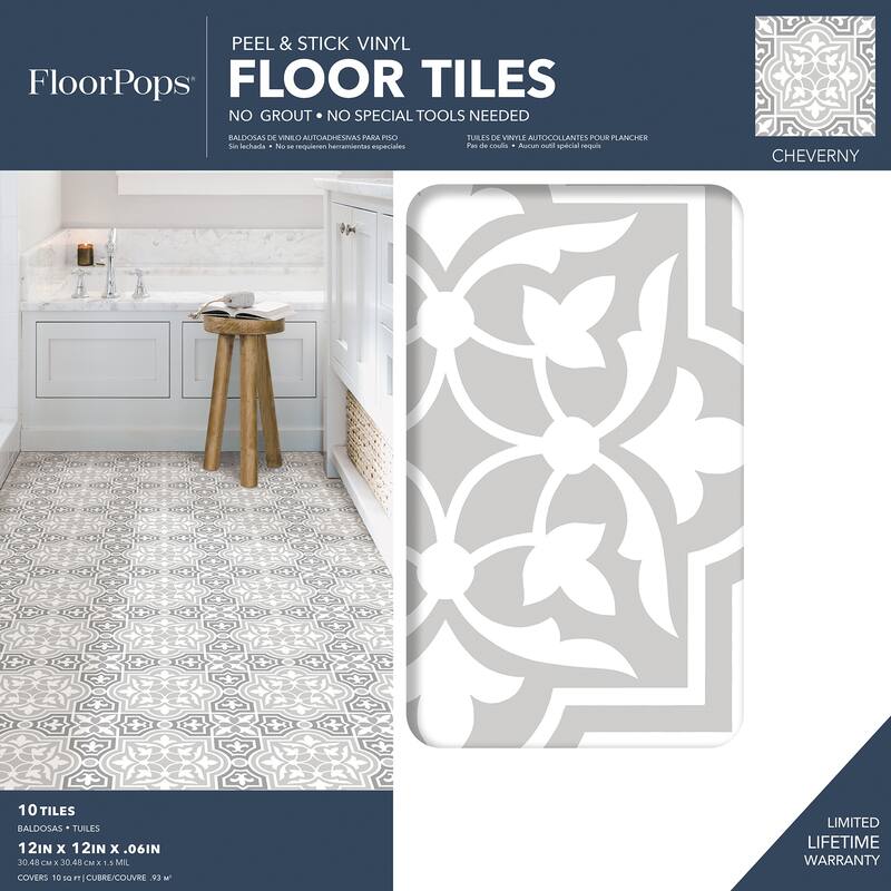 FloorPops Cheverny Peel and Stick Floor Tiles