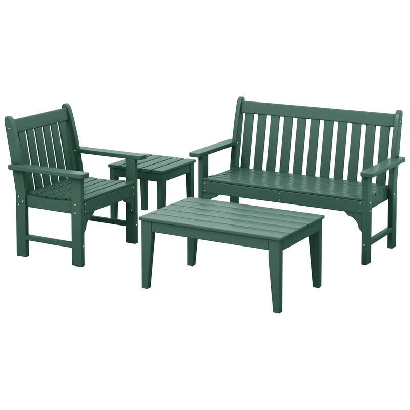 Laguna poly Garden Chair 4-Piece Porch Set - Dark Green