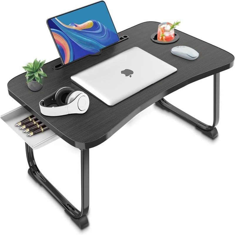 Portable Foldable Laptop Bed Table - Blacksilver