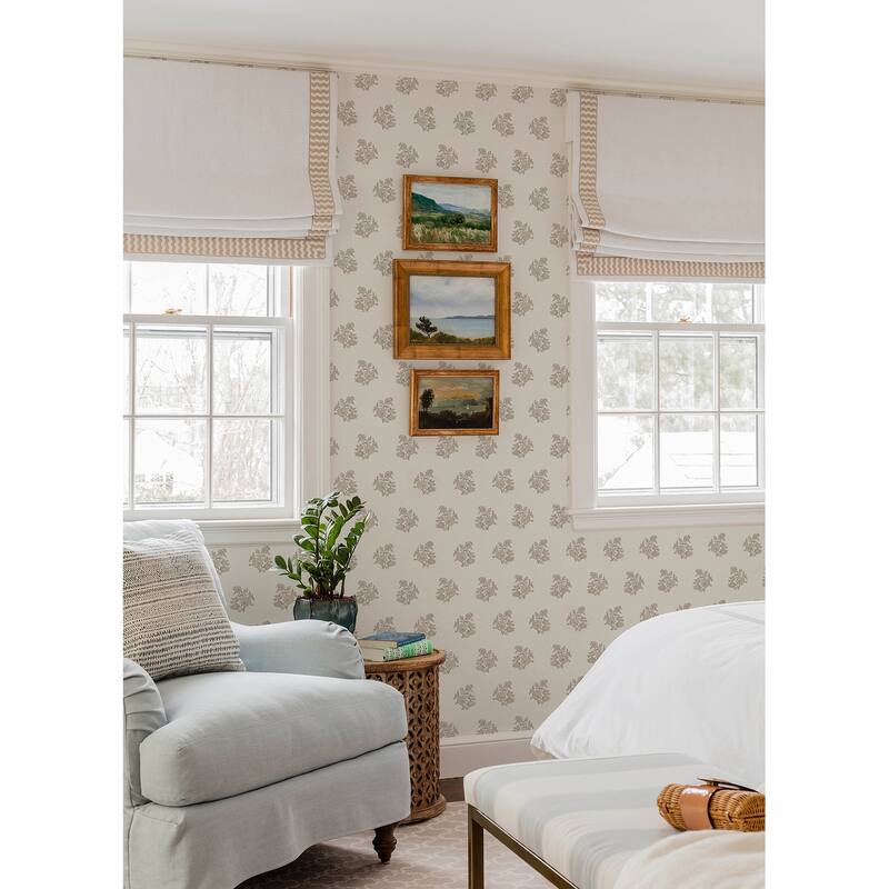 Overbrook Taupe Bouquet Toss Wallpaper