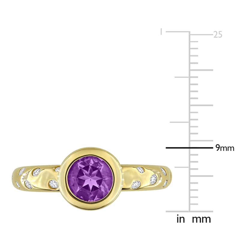 Miadora Gemstone and 1/4ct TDW Diamond Ring in 10k Yellow Gold