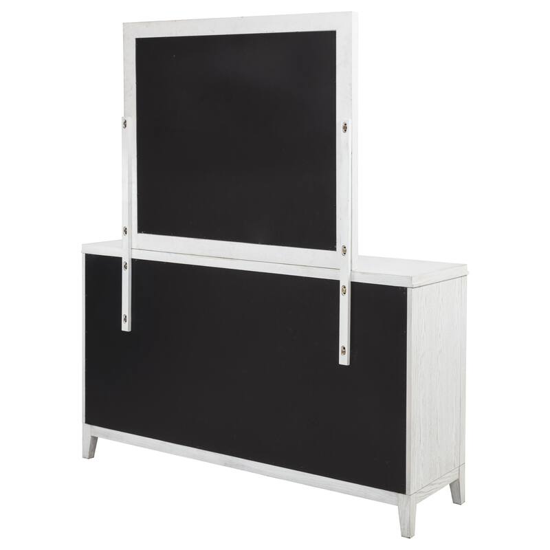 Marielle 6-drawer Dresser with Mirror Distressed White