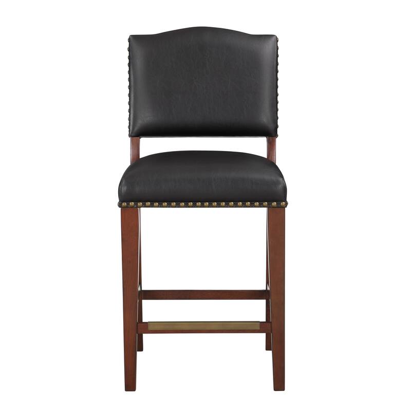 Deja Faux Leather Counter Stool with Nail Heads by Greyson Living - Brown