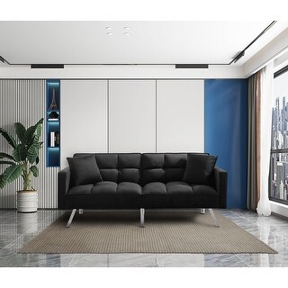 Modern Tuft Futon Couch Convertible Loveseat Sleeper Reclining Sofa Bed ...