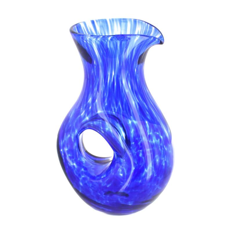 Blue Rose Polish Pottery Cobalt Confetti Tuscany Pierced Pitcher - Cobalt