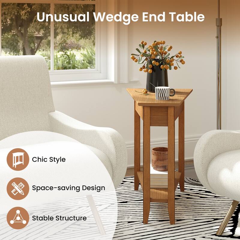 Gymax 2 PCS End Table Irregular Narrow Sofa Side Nightstand w/ Storage