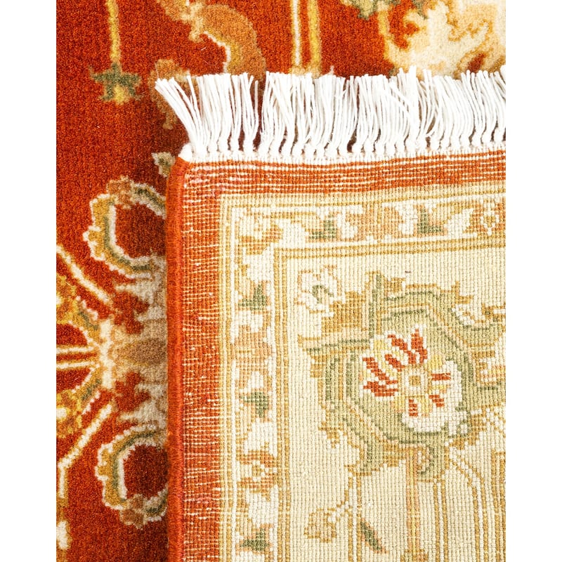 Overton Hand Knotted Wool Traditional Oriental Orange Runner