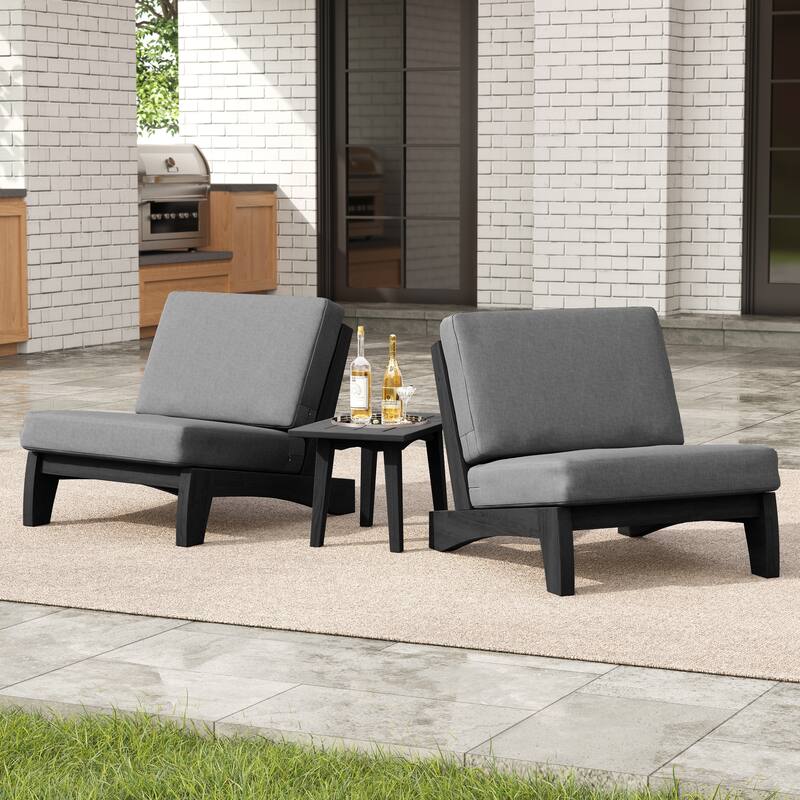 4 Set Outdoor Patio Teak Wood Club Chairs Loveseat with Cushion