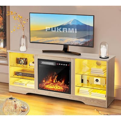 Bossin 58" Fireplace TV Stand with 18'' Electric Fireplace,Modern Entertainment Center for 65'' TVs,TV Cabinet