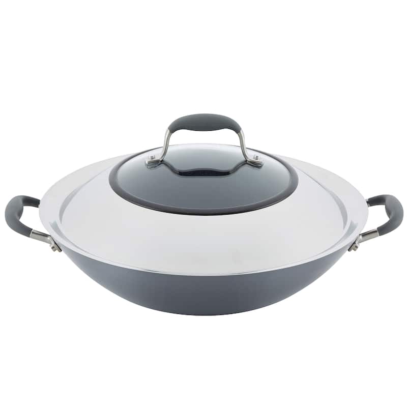Advanced Home Nonstick Open Stock Cookware 14-Inch Covered Wok, Onyx