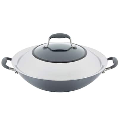 Advanced Home Nonstick Open Stock Cookware 14-Inch Covered Wok, Onyx